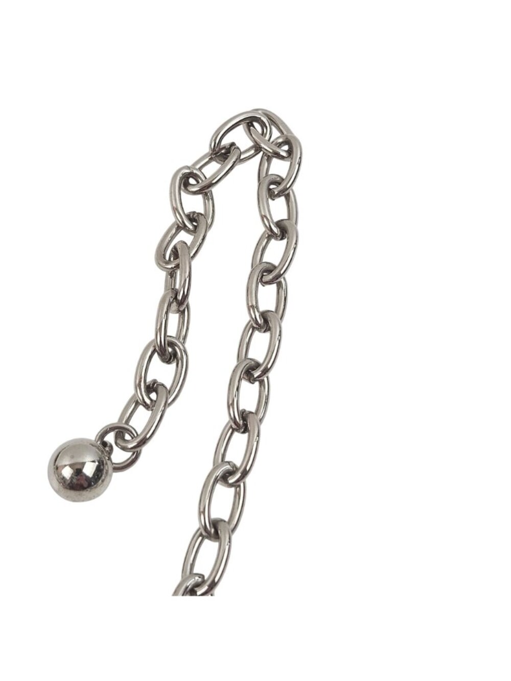 Silver Tone Waist Belt Womens Chain Black Oval Links Adjustable Modern Chic - Picture 5 of 8
